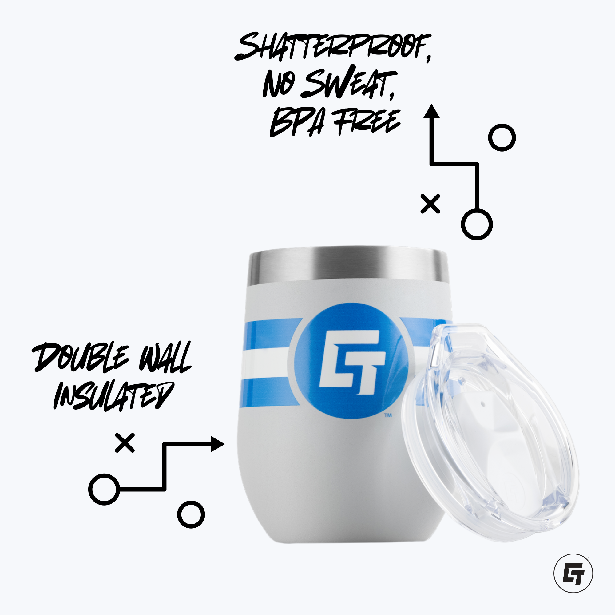 Cali Slingers 12oz Light Grey Stemless Tumbler