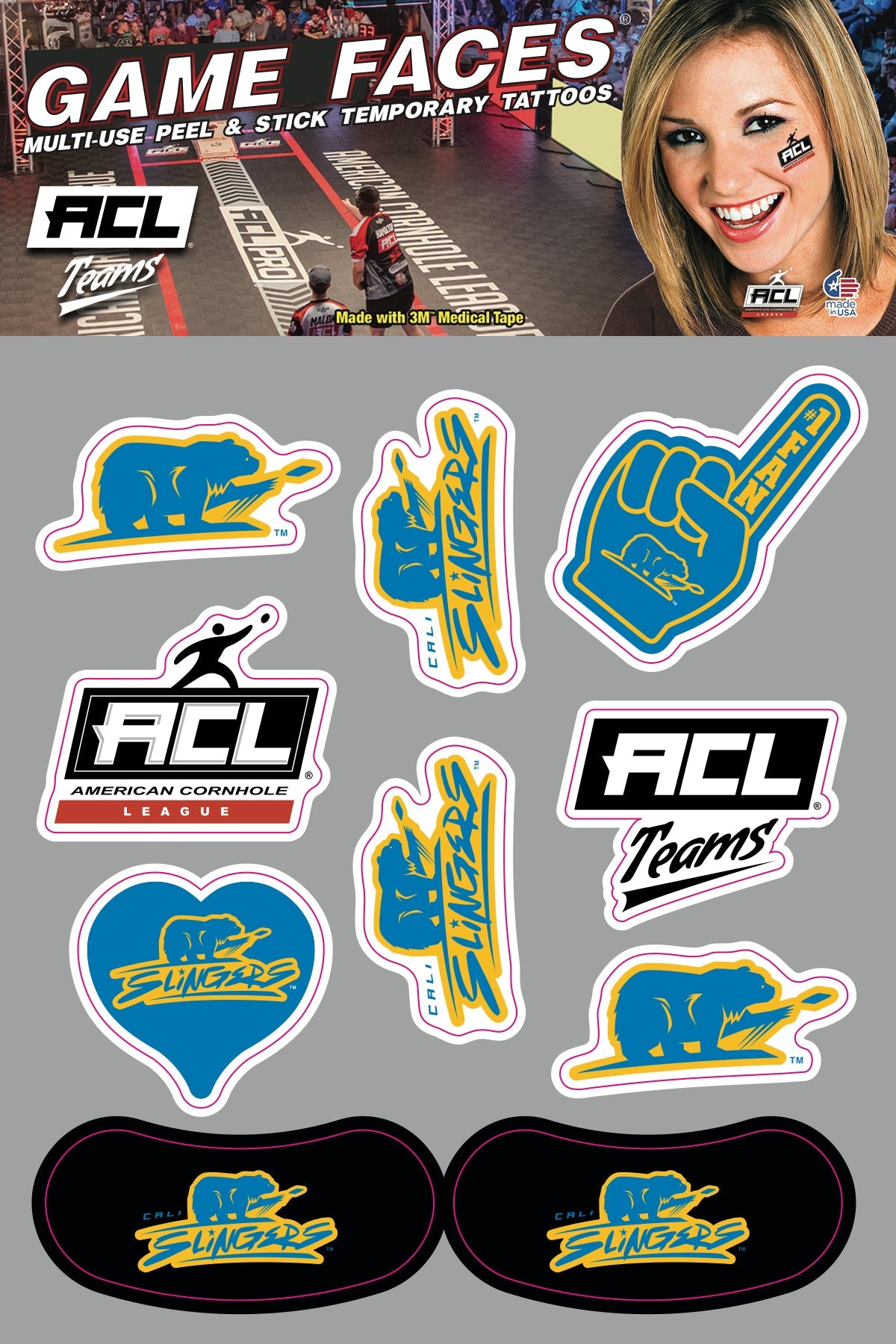 Cali Slingers - Waterless Peel & Stick Temporary Tattoos  - 10 Pack