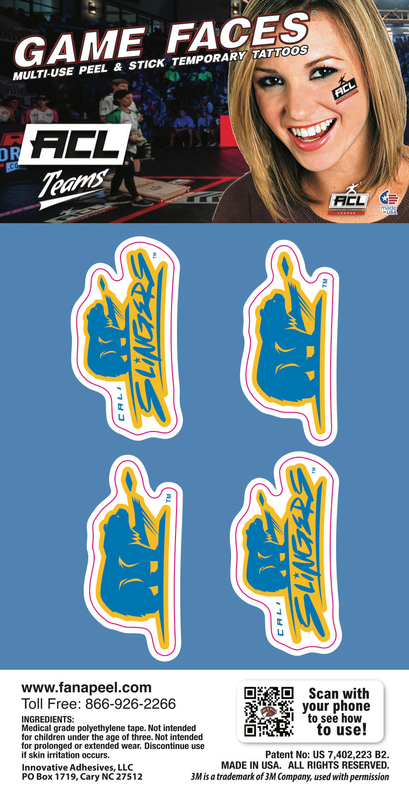 Cali Slingers - Waterless Peel & Stick Temp Tattoos - 4 Pack